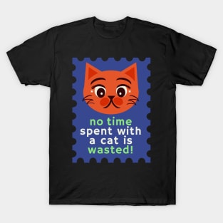 Cute Cat Mail Postal Stamp T-Shirt